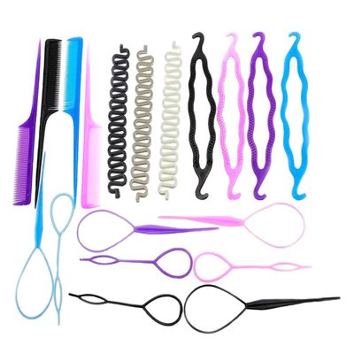 19 Pcs Hair Tail Tools Set for Hair Bun French Braiders Bun Maker Hair Braiding Tool Set for Women Girls
