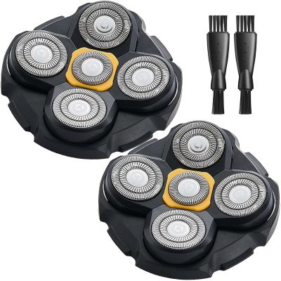 2PCS Head Shaver Replacement Heads for Microtouch Titanium Head Shaver MTTTBHS, 2 Cleaning Brush