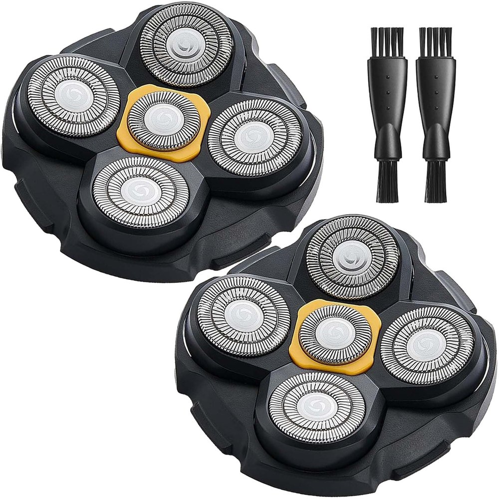 2PCS Head Shaver Replacement Heads for Microtouch Titanium Head Shaver MTTTBHS, 2 Cleaning Brush
