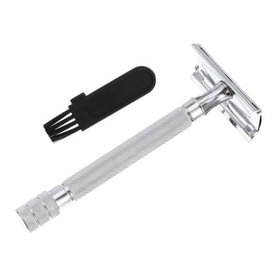 EXQUIMEUBLE Double Edge Safety Razor Brush Manual Metal Beard Trimmer for Men Reusable Shaving Tool Compatible Safety Razor Blades Easy to Use for Grooming at Home