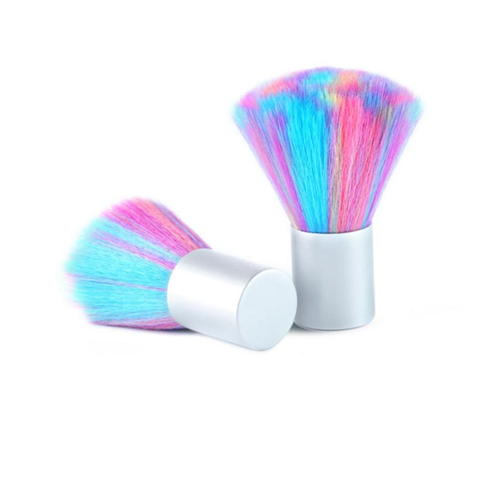 CALLARON 2PCS Rainbow Nail Dust Brush Set Short Handle Cosmetic Powder Brush for Nail Art Cleaning Suitable for Manicure and Makeup