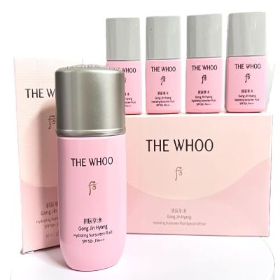 THE WHOO Hydrating Sunscreen Fluid, UV Protective Lotion SPF 50+/PA++++ Special Set 60ml+ Travel Kit 4ea x 13ml. Cooling-Anti-Aging-Moisturizing formula. Made in Korea