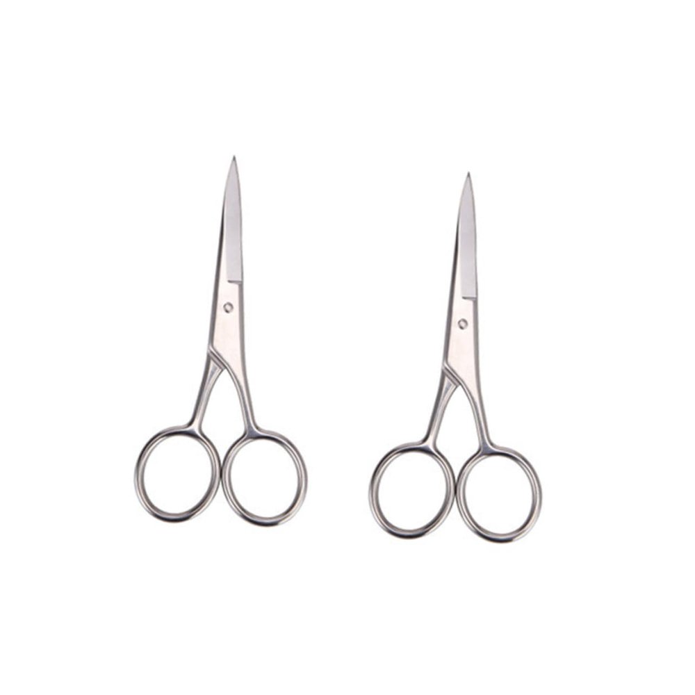 DEARMAMY 2pcs Nose Hair Scissors for Men Facial Hair Scissors Stainless Steel Professional Beard Trimmer