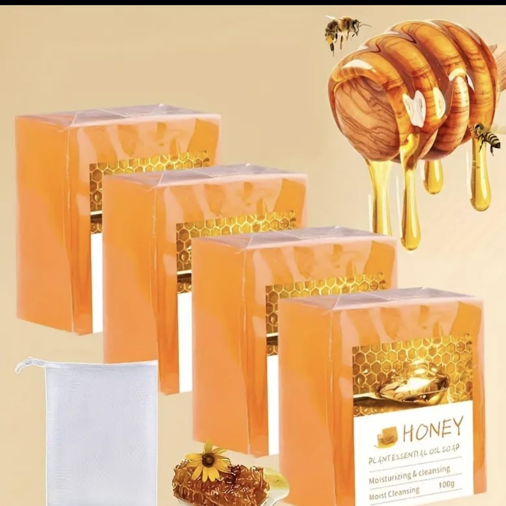 3 Honey Essential Oil Soap Bars, 100g, Moisturizing and Cleansing