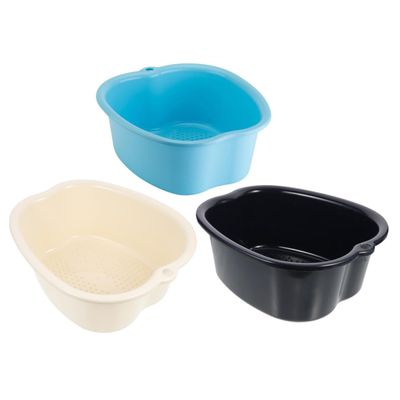 Baluue Thick Foot Bath Basin 3PCS Reusable Plastic Foot Soak Tub Massage Features for Home and Travel Handle