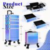 AROUS Rolling Makeup Train Case 4 in 1 Cosmetology Case on Wheels Large Storage Cosmetic Trolley with Key Salon Barber Case Traveling Cart Trunk, Colorful view 3