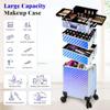 AROUS Rolling Makeup Train Case 4 in 1 Cosmetology Case on Wheels Large Storage Cosmetic Trolley with Key Salon Barber Case Traveling Cart Trunk, Colorful view 4