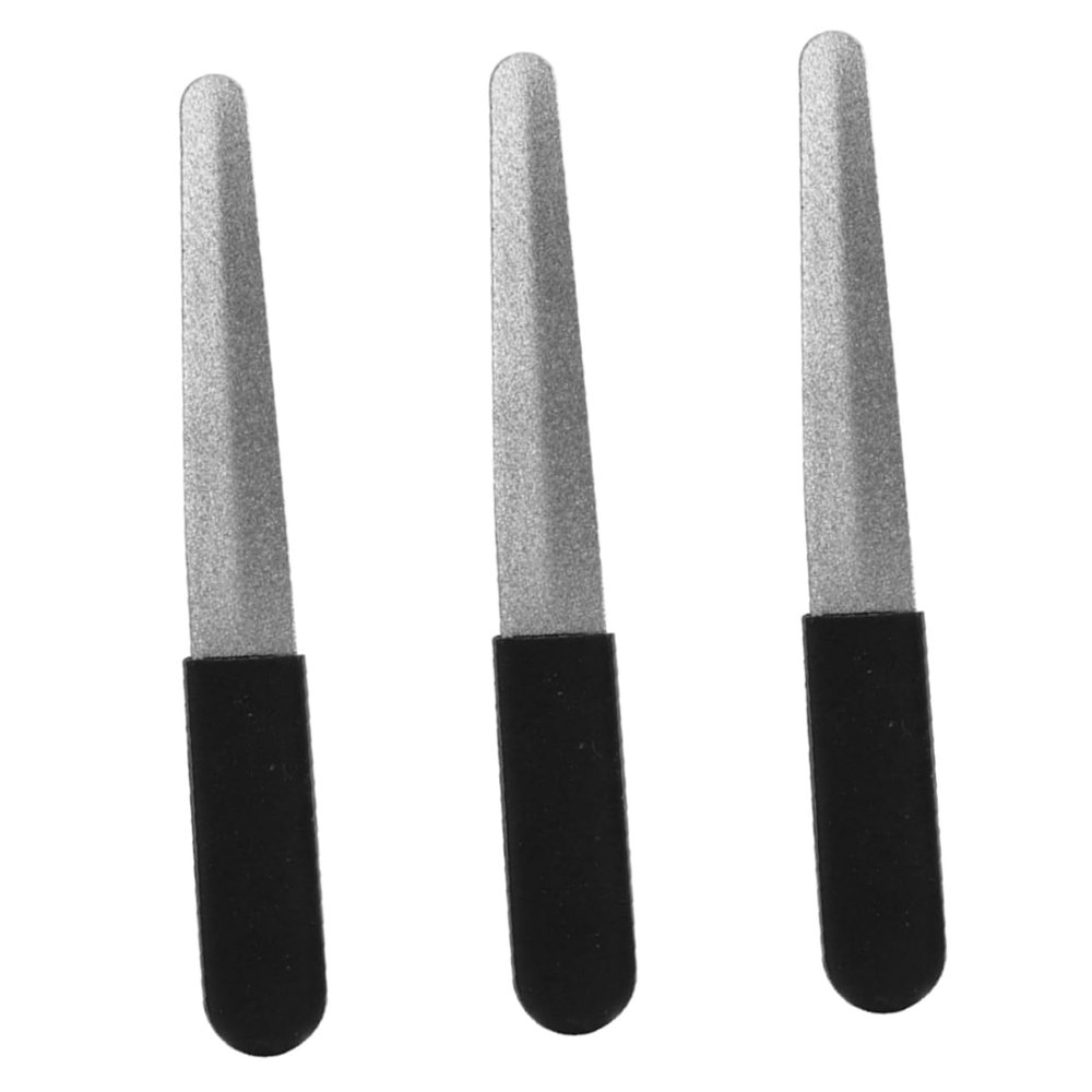 Baluue 3pcs Double-Sided Stainless Steel Nail Files for Natural Nails Sturdy Manicure and Pedicure Tools Easy to Use for Home or Salon