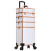 AROUS Rolling Makeup Train Case 4 in 1 Cosmetology Case on Wheels Large Storage Cosmetic Trolley with Key Salon Barber Case Traveling Cart Trunk,White view 1