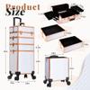 AROUS Rolling Makeup Train Case 4 in 1 Cosmetology Case on Wheels Large Storage Cosmetic Trolley with Key Salon Barber Case Traveling Cart Trunk,White view 4