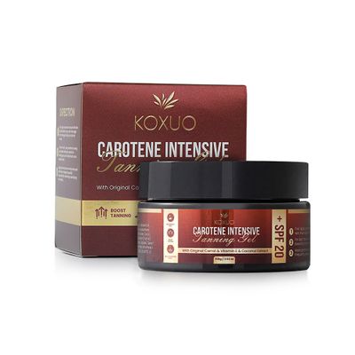 Carotene Tanning Gel for Deep Natural Tan  Tanning Accelerator with Coconut Oil, Carrot Extract & Vitamin E  Bronzing Body Moisturizer for Indoor & Outdoor Use