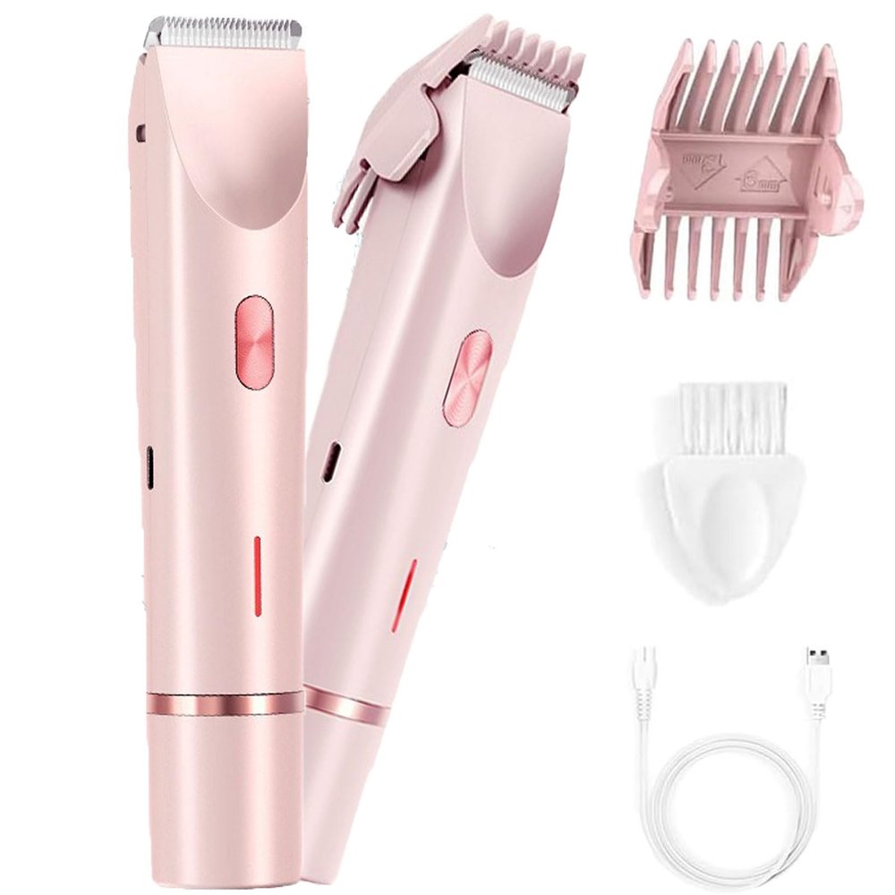 liucocotos Bikini Trimmer for Women 2025 Upgrade Dual Head Shaver Women Ceramic Blades 2-in-1 Women's Body Shaver Electric Razor 90min Cordless Runtime Waterproof Travel Grooming Kit (Pink)