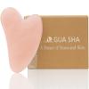 DoSensePro Rose Quartz Gua Sha Facial Tool - Heart-Shaped Crystal for Puffiness, Lymphatic Drainage, Facial Sculpting & Relaxation - Hand-Carved Stone from Brazil, Used in Traditional Beauty Rituals view 1
