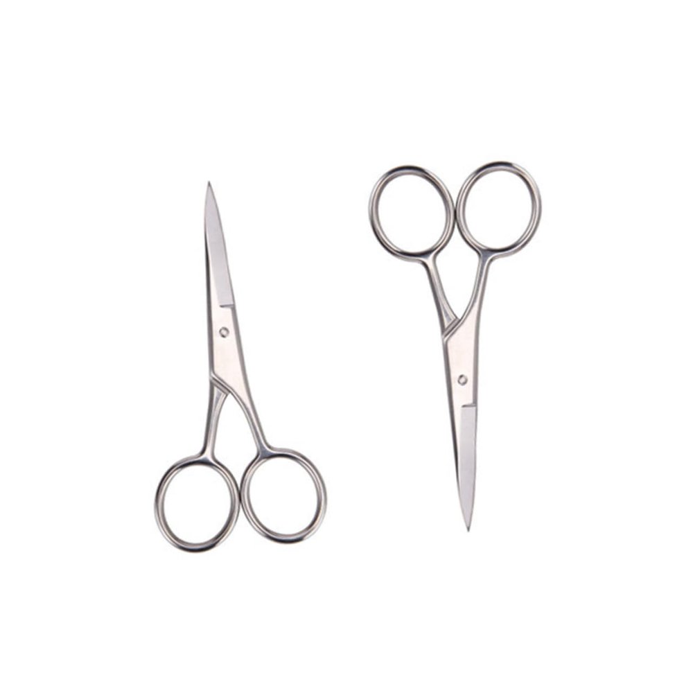 FOYTOKI 2pcs Stainless Steel Beard Trimming Scissors for Men Professional Shears Smooth Cutting for Barbershop Home Use