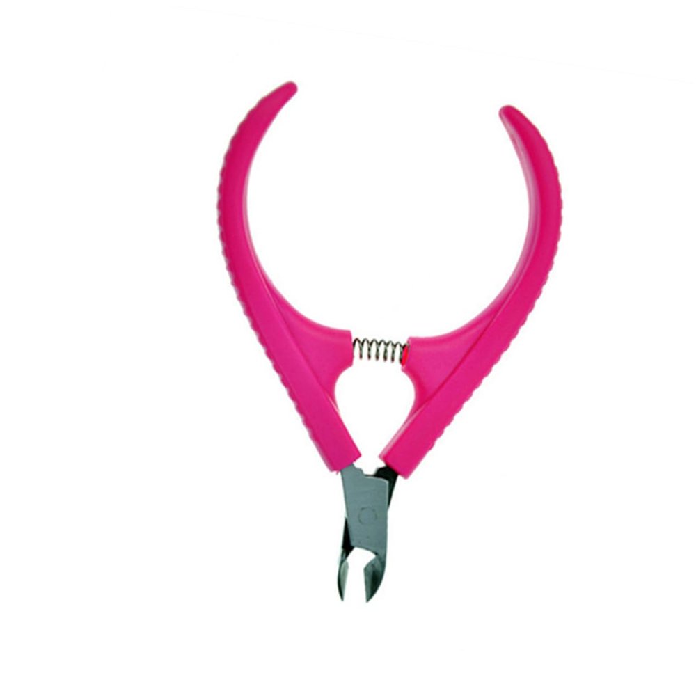 BATHVEVE Rose Red Plastic Handle Cuticle Nipper Stainless Steel Nail Toenail Nipper for Manicure Long Jaw Design for Fingernails and Toenails Portable Tool for Home or Salon Use