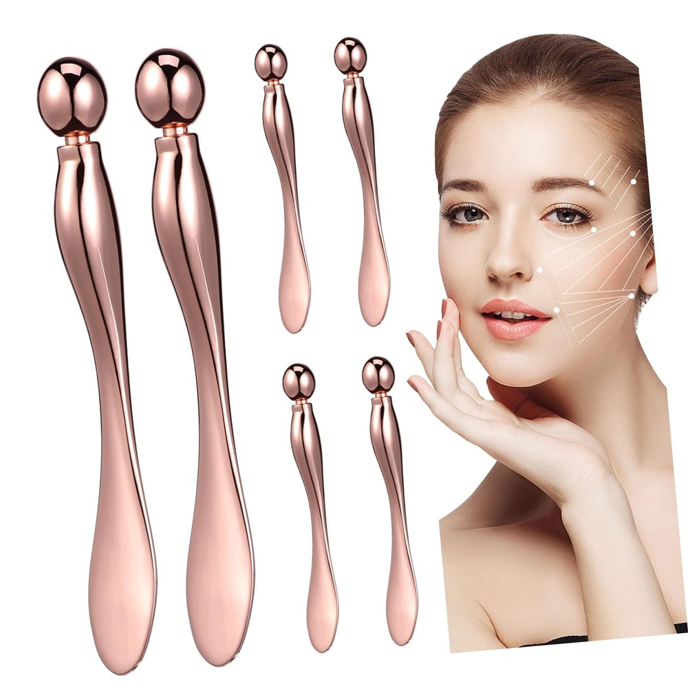 GLEAVI 6pcs Metal Eye Applicator Facial Roller Eye Spoon Massager Beauty Tool for Precision Application Relaxing Massage