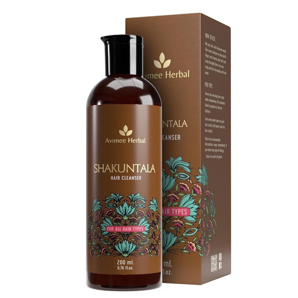 Avi mee Herbal Shakuntala Daily Use Hair Cleanser | For Silky Hair | With Aloe, Apple Cider, Rice & Keratin Protein | Sulphate & Paraben Free Shampoo For Men & Women | 200 ml