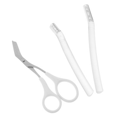 Beaupretty 1set Eyebrow Trimmer and Scissors Kit Folding Brow Razor Set Comb for Eyebrow and Eyelash Grooming Safe Blades for Beginners and Professionals Design for Women and Men