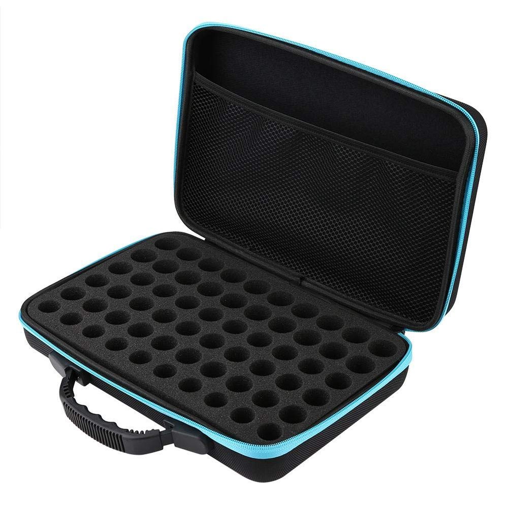 AYQEBNC 60-Bottle Essential, Essential Oils Organizer Oil Carrying Case for 5ml 10ml 15ml with Handle Scented Oils Holder Traveling Carrying Case Storage Bag(Blue)