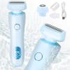 Bikini Trimmer for Women Electric Razors, Electric Razor 2 in 1 Shaver Pubic Hair, LED Display with IPX7 Waterproof - Rechargeable Lady Trimmer for Underarm Body Leg Face (Blue) view 1