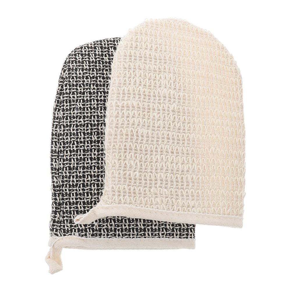 Beaupretty Double-Sided Sisal Exfoliating Bath Mittens 2-Pack Natural Scrubbing Gloves for Men and Women for Shower Use