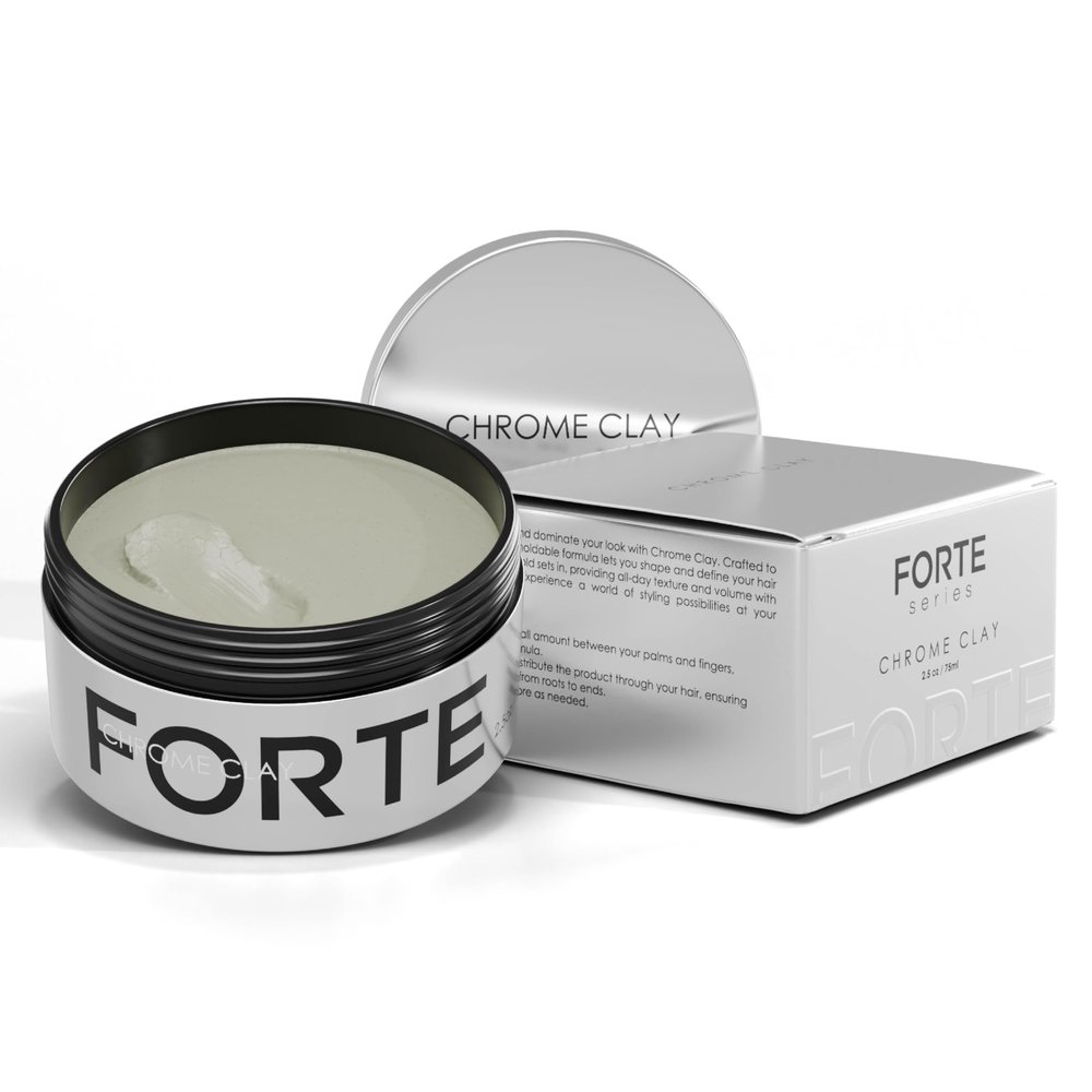 Alex Costa Forte Series Chrome Clay  Strong Hold Hair for Men | Matte Finish, Volumizing & Texture Enhancing | Kaolin, Biotin & Aloe Vera | Lightweight, Reworkable & Easy Wash-Out | 2.5oz