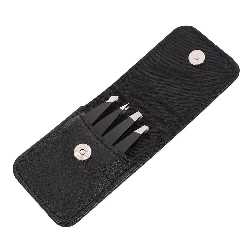 ARTSEWPLY Mini Eyebrow Tweezers Set 4-Piece Stainless Steel Beauty Tool for Eyebrow Grooming Precision Clips for Women for Travel and Makeup Application