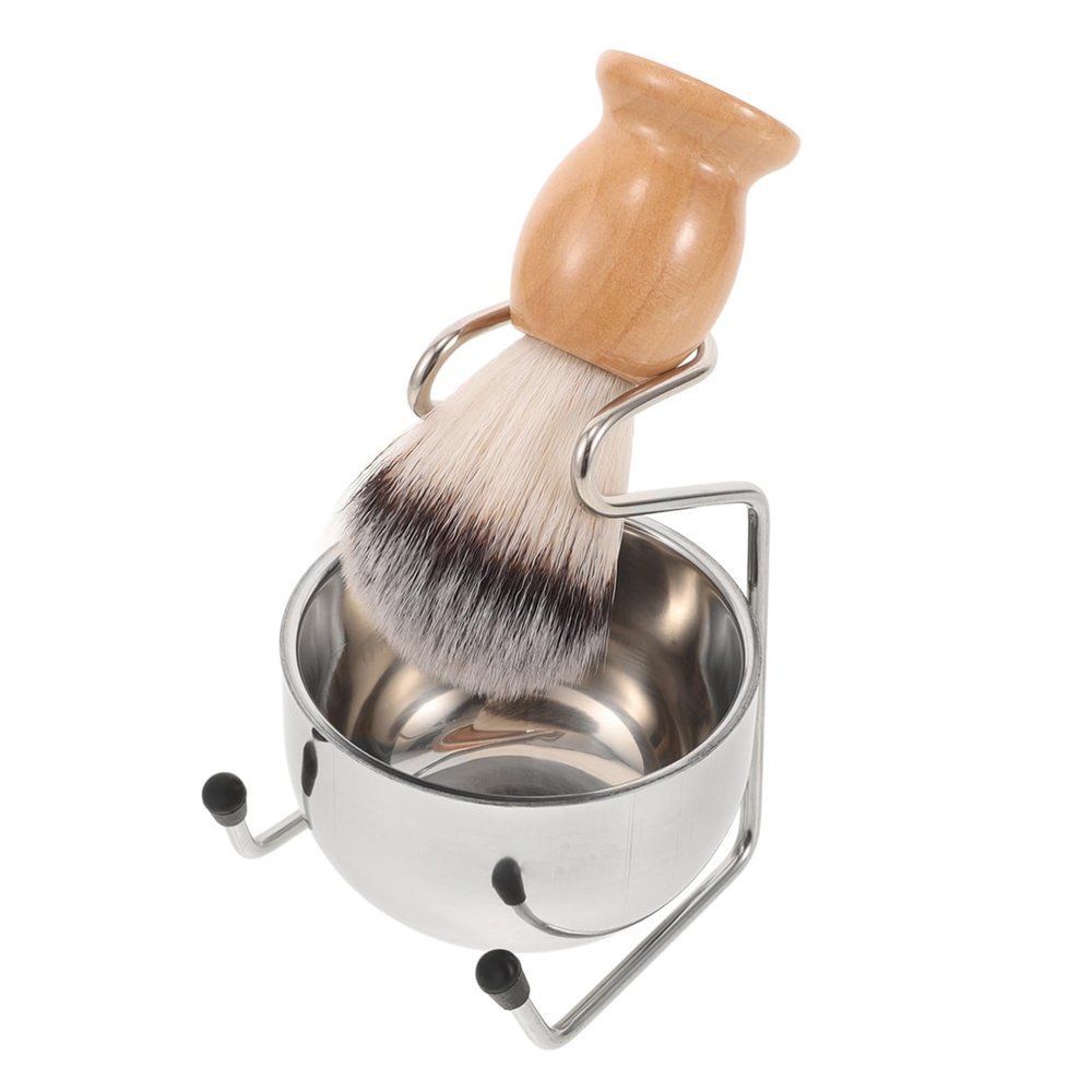 BATHVEVE Stainless Steel Shaving Brush Set Holder Complete Grooming Kit for Men Gentle Skin Ergonomic Design Elegant Packaging for Wet Shaving