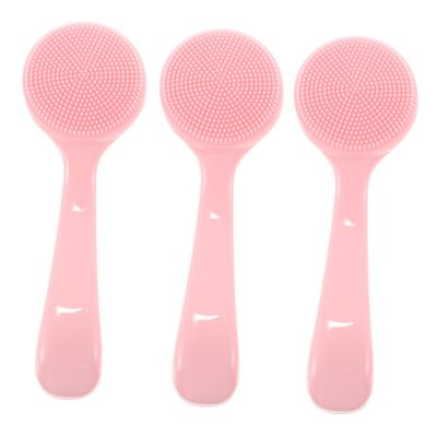 AUTSUPPL 3Pcs Silicone Cleansing Brush for Women Manual Face Scrubber Deep for Skincare Pink Ergonomic Design for Gentle Exfoliation and Blackhead Removal