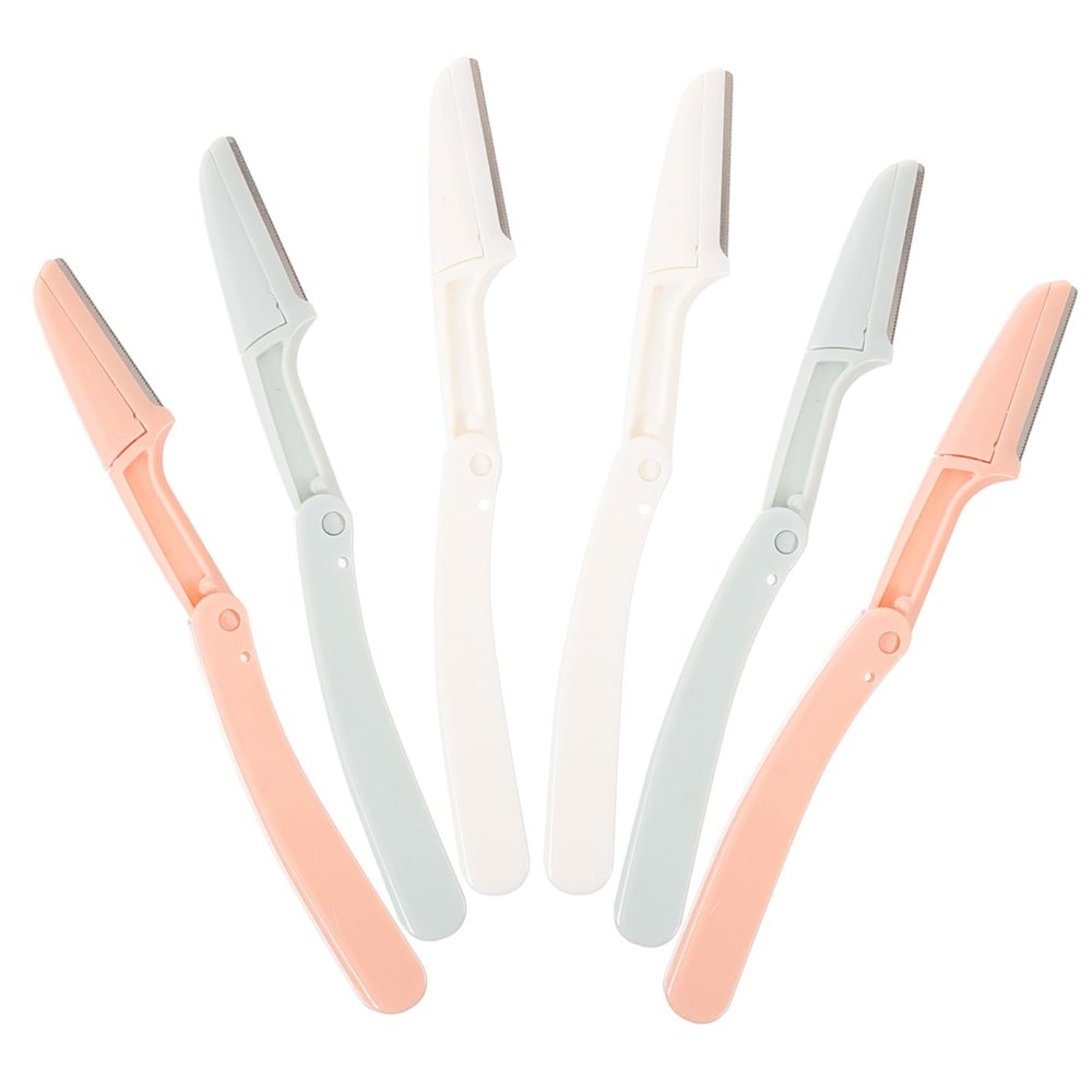 DONFAMDS 6Pcs Eyebrow Trimmer Knife Portable Razor Shaver with Foldable Cover for Precise Hair Removal for Women and Facial Grooming Lightweight and Easy to Control
