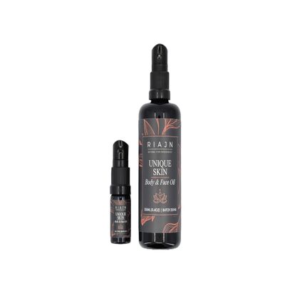 RIAJN Unique Skin Body & Face Oil | Skin-Softening, Anti-Aging Moisturizer| Non-Greasy, Ultra-Light Formula | Soft Woody Iris Scent for Women & Men | Natural Ingredients | Travel Size