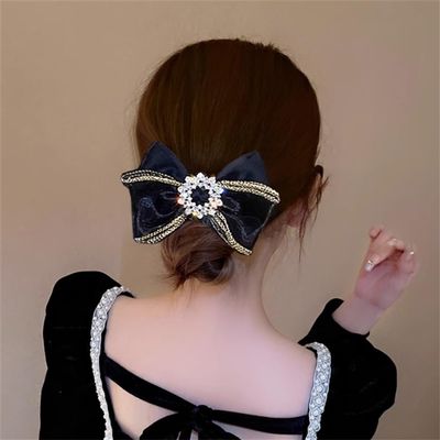 SIDUFHAOPKLL Hair Clip top Clip Female Temperament Rhinestone Back of the Headdress Hair Card net red Accessories