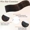 Halo Hair Extensions Real Human Hair 14inch/80g Invisible Wire Hair Extensions Real Human Hair That Hair Halo Extensions for Women Adjustable Wire Layered Fish Line Secret With Clips (#1BT4P1B view 3