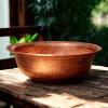 Hand-Hammered Copper Basin - Portable Pedicure Bowl for Foot Soak, Camping Fire Bowl & Incinerator Barrel, 6/7L Capacity (38/41cm), Outdoor/Home/Wedding (38cm/6L) view 3
