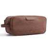 BAGSMART Toiletry Bag for Men, PU Leather Travel Bag for Toiletries, Dopp Kit Water Resistant Shaving Bag for Bathroom Shower-Light Brown view 1