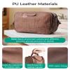 BAGSMART Toiletry Bag for Men, PU Leather Travel Bag for Toiletries, Dopp Kit Water Resistant Shaving Bag for Bathroom Shower-Light Brown view 2