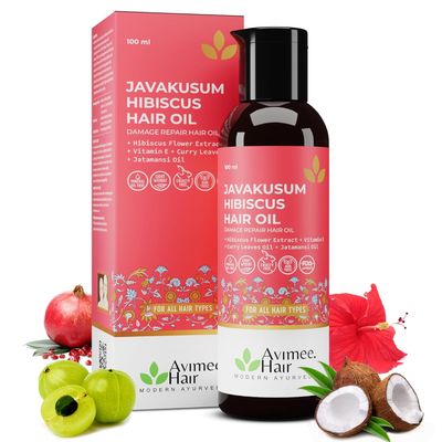 Amvi mee Herbal Javakusum Hibiscus Hair Oil | For Soft & Silky Texture | Loaded with Vitamin C, Flavonoids, Amino Acids, Mucilage Fiber, and Antioxidants | 100 mL