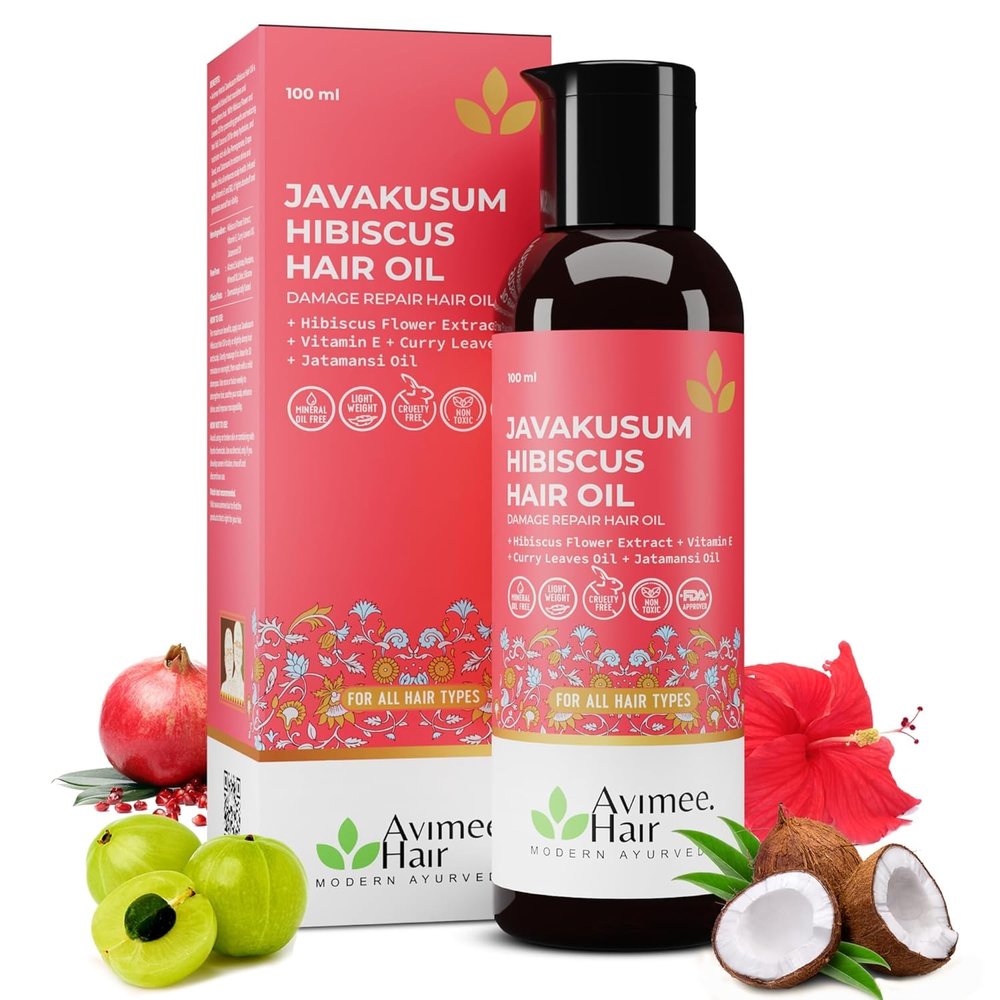 Amvi mee Herbal Javakusum Hibiscus Hair Oil | For Soft & Silky Texture | Loaded with Vitamin C, Flavonoids, Amino Acids, Mucilage Fiber, and Antioxidants | 100 mL