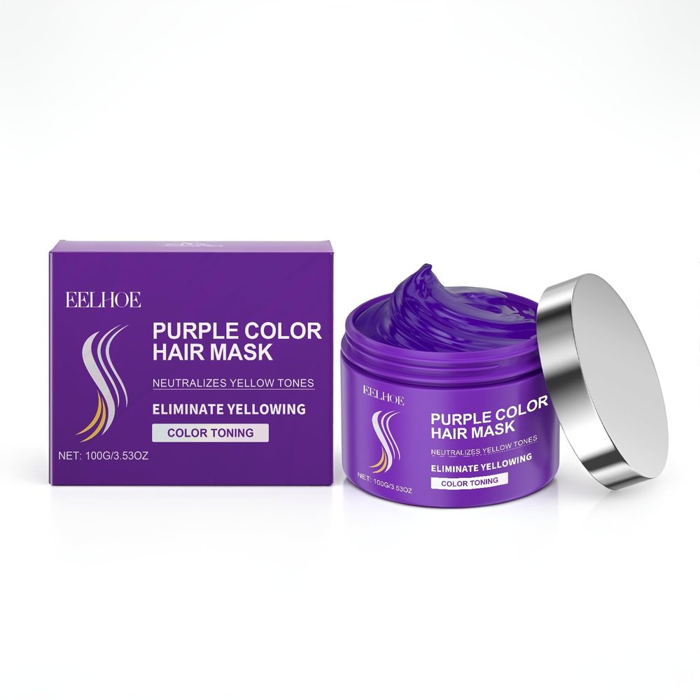 AMALIA Purple Hair Mask, Color Toning Treatment, Neutralizes Yellow Tones, Moisturizing Hair Care, 3.53 oz