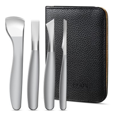 FVION Pedicure Knife Set for Feet  4 PCS Ingrown Toenail Blade Tool Calloused Feet Remover Tool, Stainless Steel Pedicure Tools for Foot Callus Blade Remover for Feet (Short Handle)