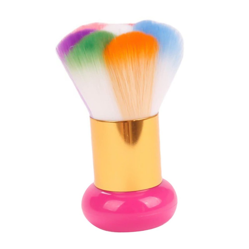 DEARMAMY Rainbow Nail Dust Brush Colorful Bristles Short Handle Nail Cleaning Tool for Manicure and Pedicure