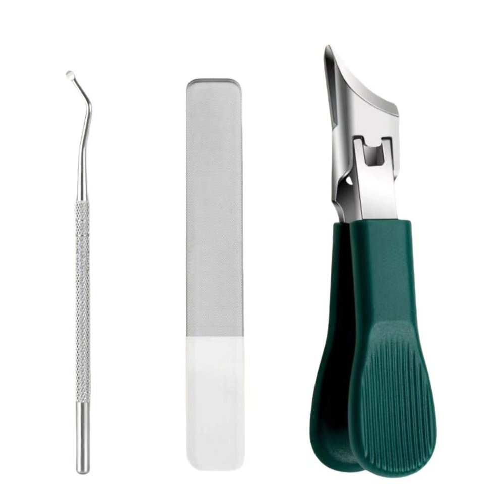 3PCS Toenail Clippers, Ingrown Toenail Clippers,Wide Jaw Opening Anti-Splash Slanted with Antisplash Design Ergonomic Handle Suitable for Thick Toenails Men Women