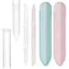 2Pcs Glass Cuticle Pusher with Leather Case, Dual Ended Cuticle Remover Tool Professional Manicure Stick Fingertip Precision Filing Cuticle Remover Tools for Nail Salons Home (Clear, Pink, Green) view 1