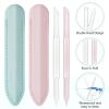 2Pcs Glass Cuticle Pusher with Leather Case, Dual Ended Cuticle Remover Tool Professional Manicure Stick Fingertip Precision Filing Cuticle Remover Tools for Nail Salons Home (Clear, Pink, Green) view 3