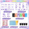 55PCS Face Paint Stencils Kit Includes 33 Reusable Facial Painting Stencils, 6 Sheets Tattoo Templates Stickers, 10 Brushes, 2 Pack Adhesive Gems, 4 Sponge for Halloween Festival Party Makeup view 2
