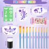 55PCS Face Paint Stencils Kit Includes 33 Reusable Facial Painting Stencils, 6 Sheets Tattoo Templates Stickers, 10 Brushes, 2 Pack Adhesive Gems, 4 Sponge for Halloween Festival Party Makeup view 3