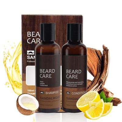 Beard Wash & Conditioner Set for Men - Glycerin & Coconut Oil Formula with Sandalwood Scent, Softens & Strengthens Facial Hair, Reduces Itchiness (3.4oz x 2)