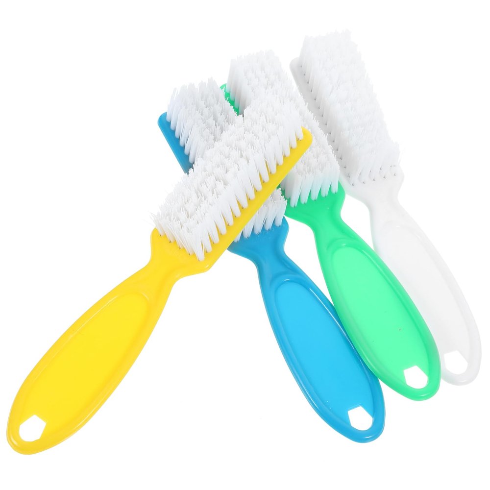 Beaupretty 4pcs Long Handle Nail Brush Durable Plastic Scrubbing Tool for Cleaning Nails Effortlessly Dust and Polish for Personal Use Random Pattern Design