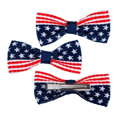 3Pcs 4th of July Hair Bows for Girls,American Flag Hair Accessories Patriotic Hair Bows Hairgrips Fourth of July Red White Blue Hair Clips for Women
