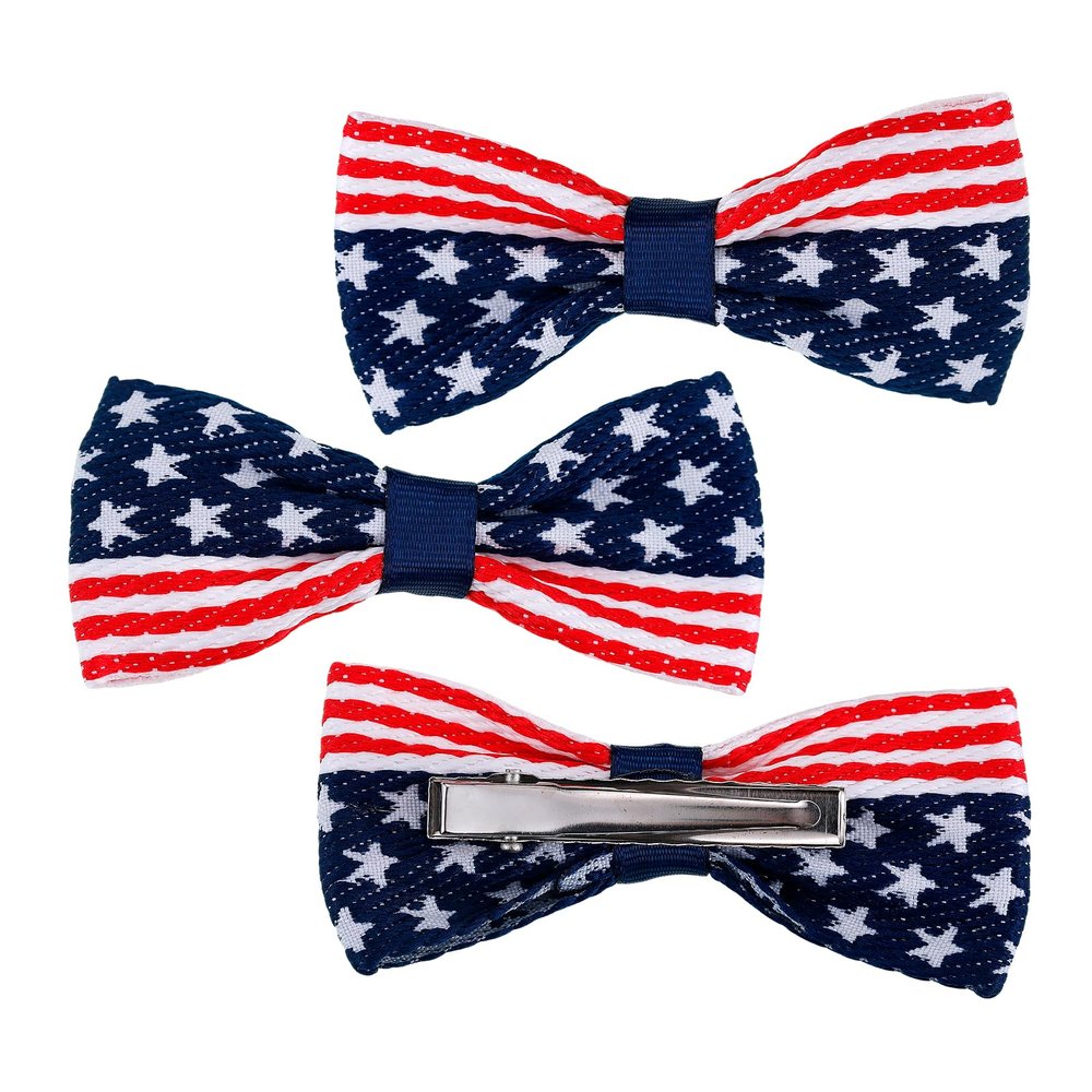 3Pcs 4th of July Hair Bows for Girls,American Flag Hair Accessories Patriotic Hair Bows Hairgrips Fourth of July Red White Blue Hair Clips for Women